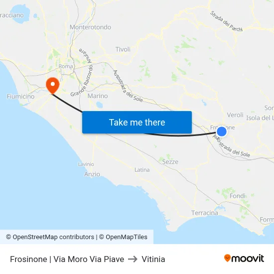 Frosinone | Via Moro Via Piave to Vitinia map