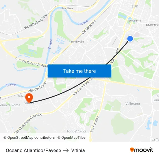 Atlantic Ocean/Pavese to Vitinia map