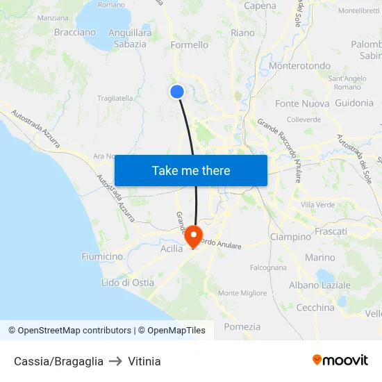 Cassia/Bragaglia to Vitinia map
