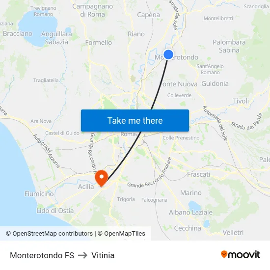 Monterotondo Station to Vitinia map