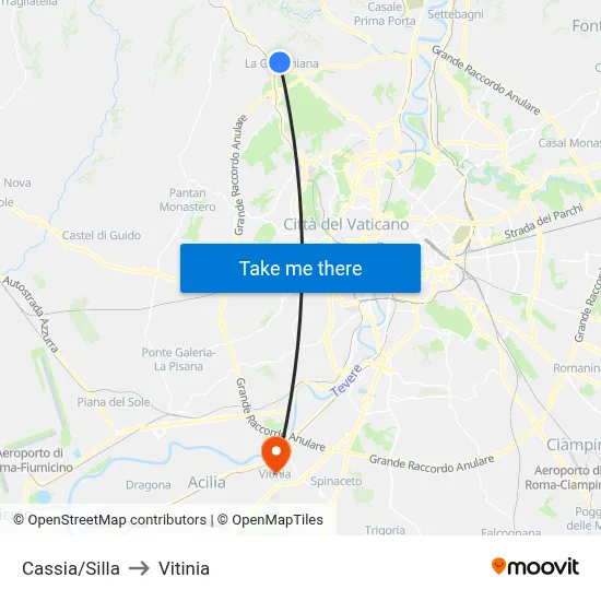 Cassia/Silla to Vitinia map