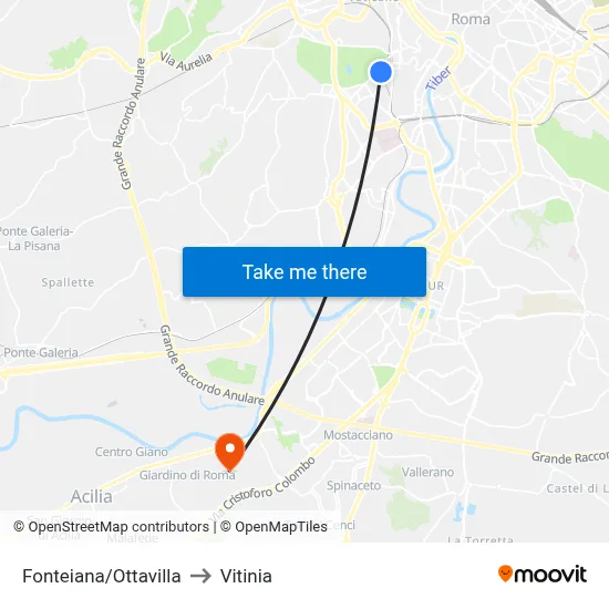 Fonteiana/Ottavilla to Vitinia map