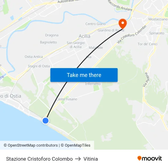 Stazione Cristoforo Colombo to Vitinia map