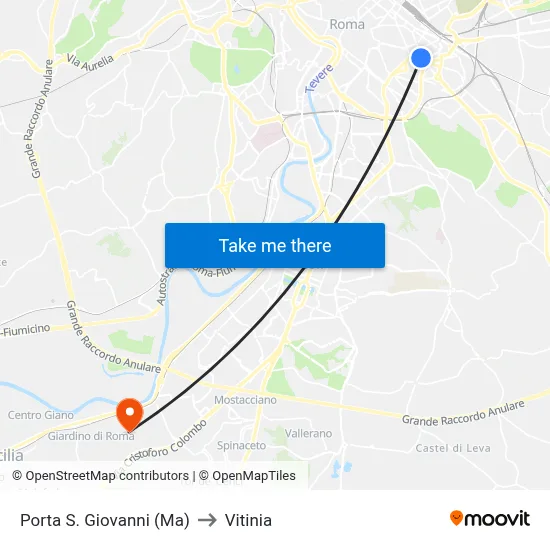 Porta San Giovanni (MA) to Vitinia map