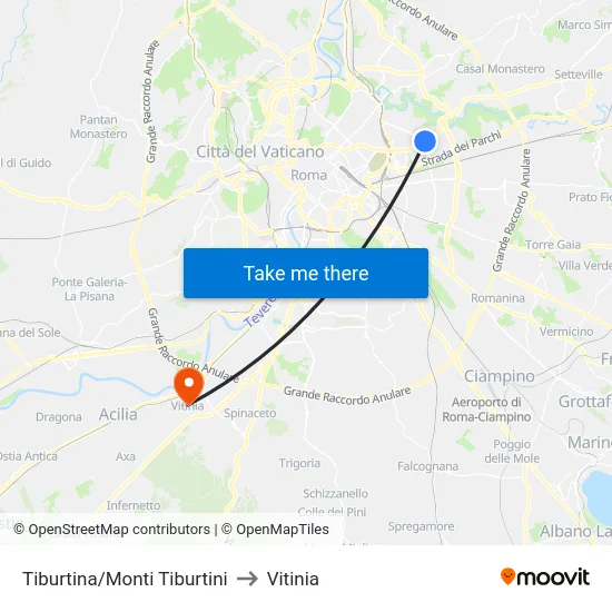 Tiburtina/Monti Tiburtini to Vitinia map