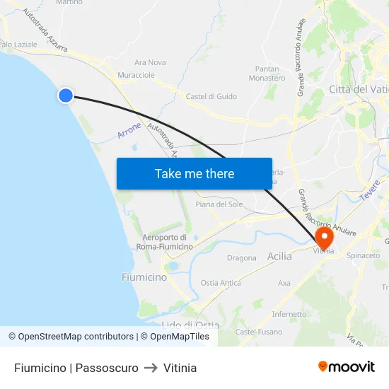 Fiumicino | Passoscuro to Vitinia map