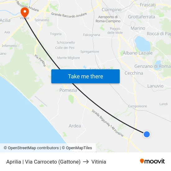 Aprilia | Via Carroceto (Gattone) to Vitinia map