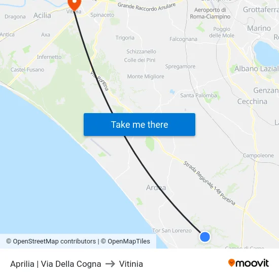 Aprilia | Via Della Cogna to Vitinia map