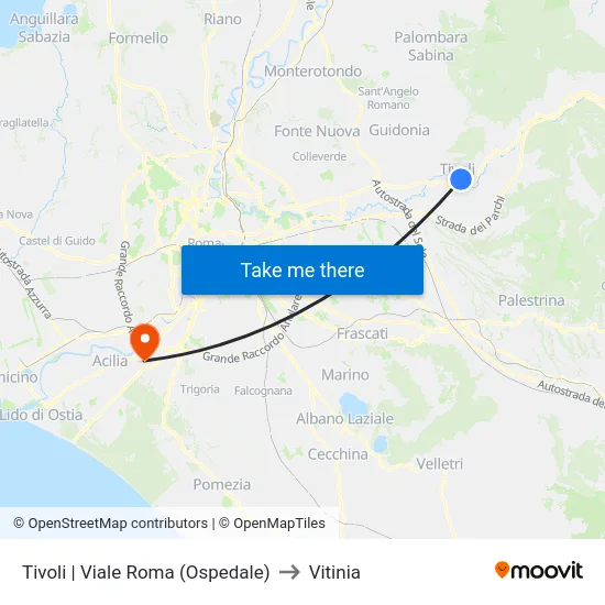 Tivoli | Viale Roma (Ospedale) to Vitinia map