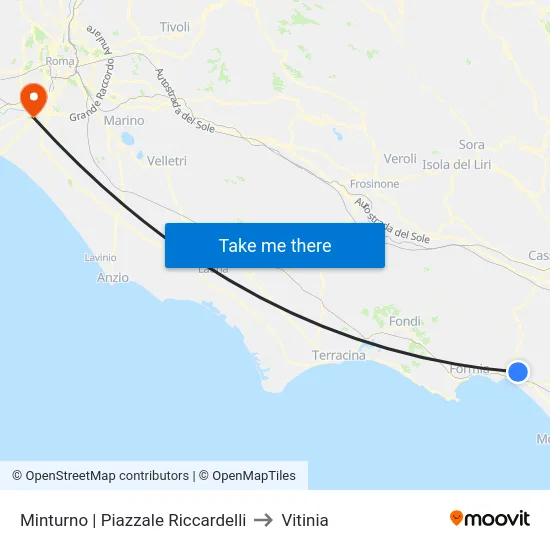 Minturno | Piazzale Riccardelli to Vitinia map