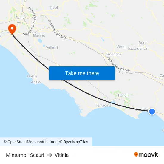 Minturno | Scauri to Vitinia map