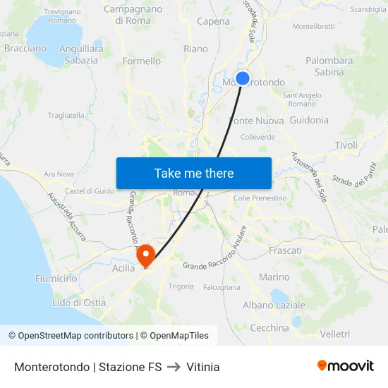 Monterotondo | Stazione FS to Vitinia map