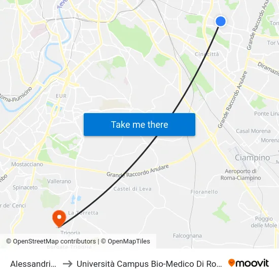 Alessandrino to Università Campus Bio-Medico Di Roma map