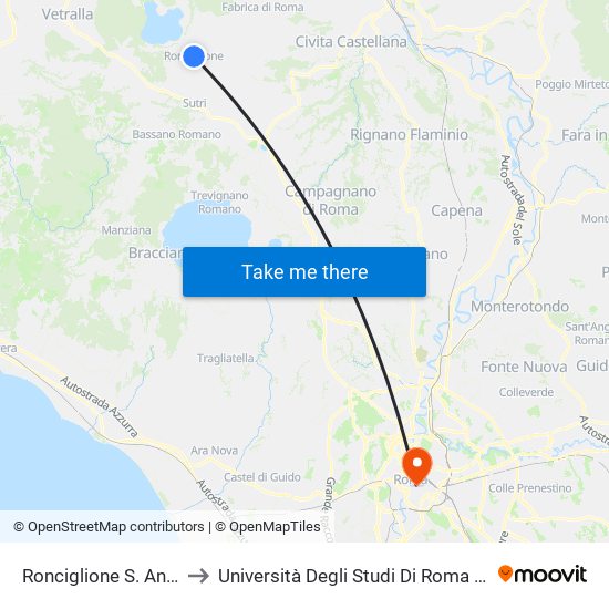 Ronciglione S. Anna to Università Degli Studi Di Roma Tre map