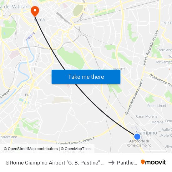 ✈ Rome Ciampino Airport "G. B. Pastine" (Cia) to Pantheon map