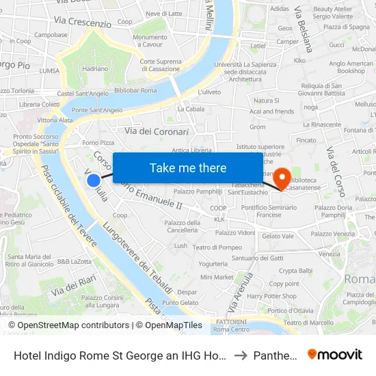Hotel Indigo Rome St George an IHG Hotel to Pantheon map
