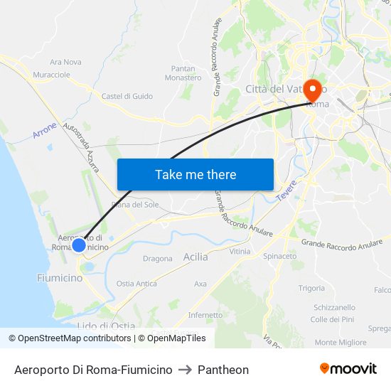 Aeroporto Di Roma-Fiumicino to Pantheon map