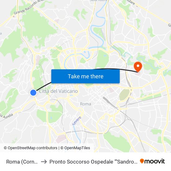 Roma (Cornelia) to Pronto Soccorso Ospedale ""Sandro Pertini"" map
