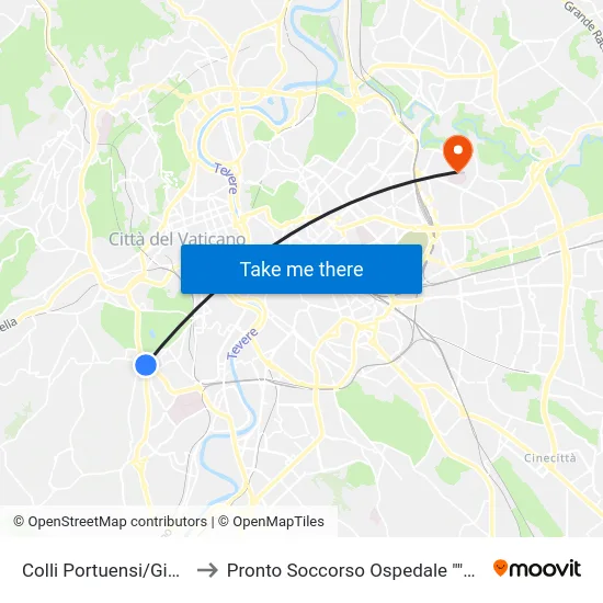 Colli Portuensi/Gianicolense to Pronto Soccorso Ospedale ""Sandro Pertini"" map