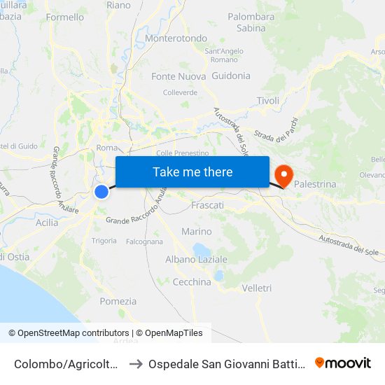Colombo/Agricoltura to Ospedale San Giovanni Battista map