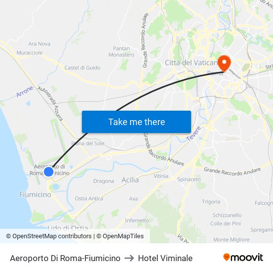 Aeroporto Di Roma-Fiumicino to Hotel Viminale map