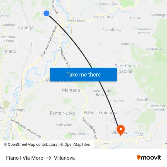 Fiano via Moro to Villanova map