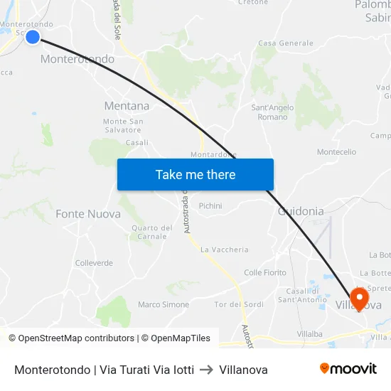 Monterotondo | Turati Street Iotti Street to Villanova map