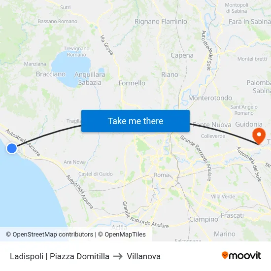 Ladispoli | Domitilla Square to Villanova map