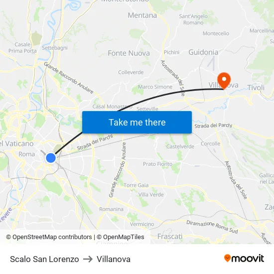 Scalo San Lorenzo to Villanova map
