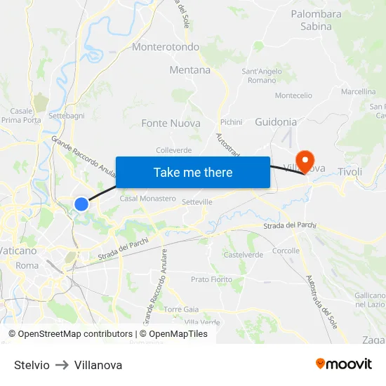 Stelvio to Villanova map