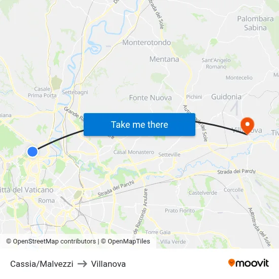 Cassia/Malvezzi to Villanova map