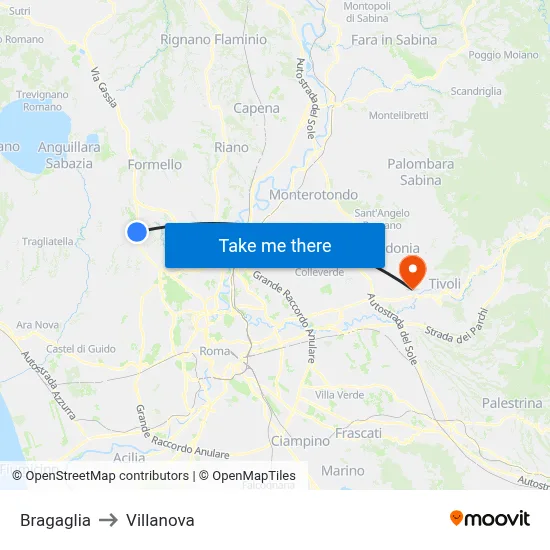 Bragaglia to Villanova map