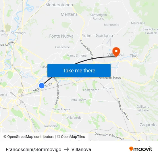 Franceschini/Sommovigo to Villanova map