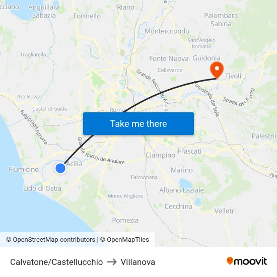 Calvatone/Castellucchio to Villanova map