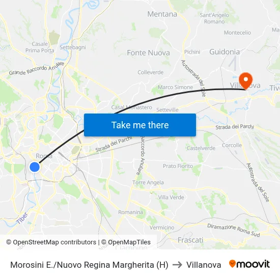 Morosini E./New Regina Margherita (Hospital) to Villanova map