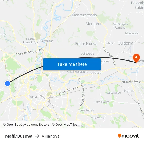 Maffi/Dusmet to Villanova map