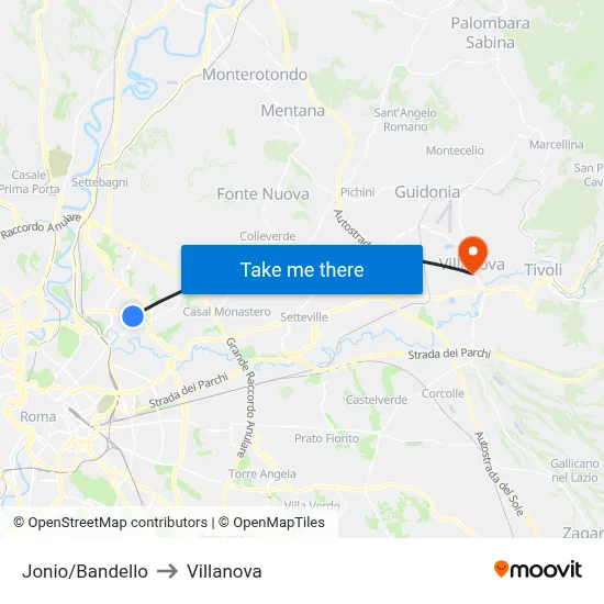 Jonio/Bandello to Villanova map