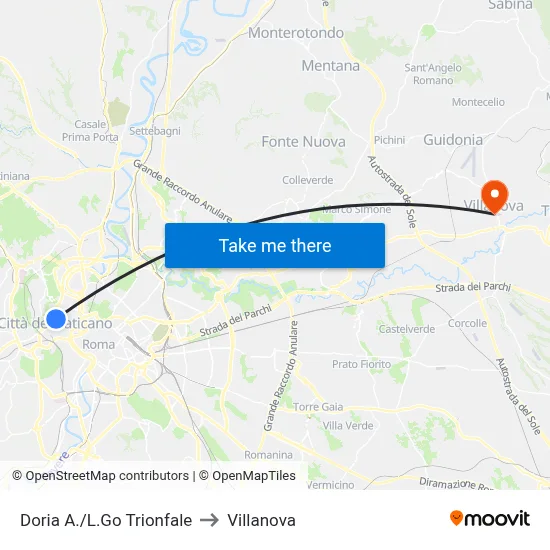 Doria A./Trionfale Square to Villanova map
