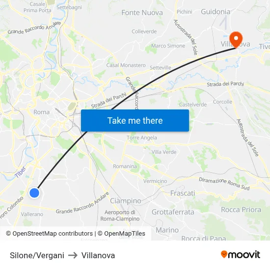 Silone/Vergani to Villanova map