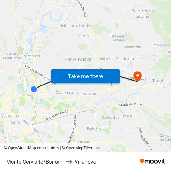 Monte Cervialto/Bonomi to Villanova map