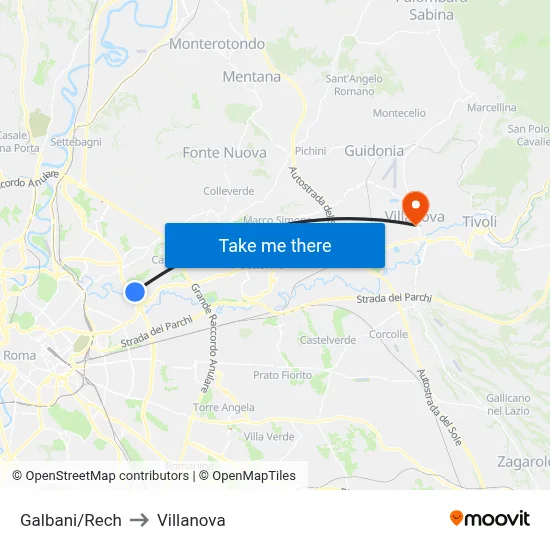 Galbani/Rech to Villanova map