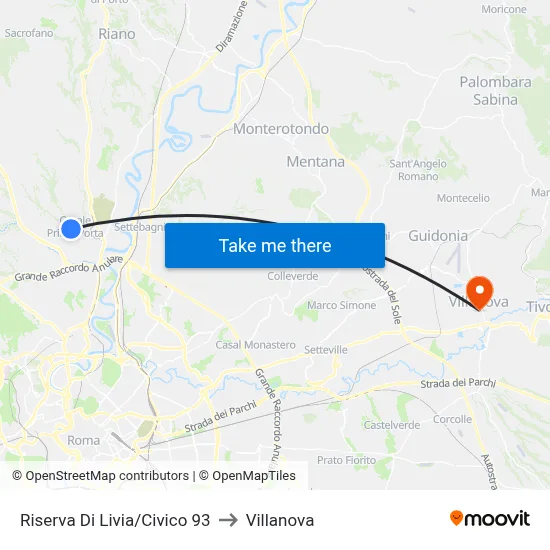 Livia Reserve/Number 93 to Villanova map