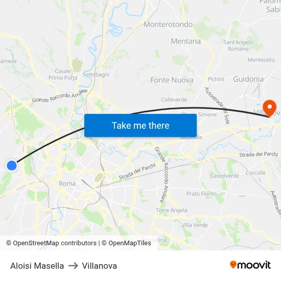 Aloisi Masella to Villanova map