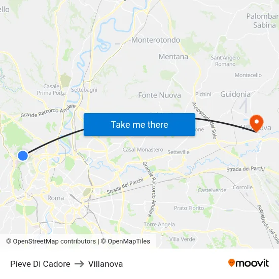 Pieve Di Cadore to Villanova map