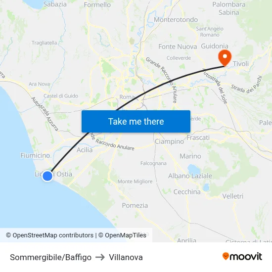 Sommergibile/Baffigo to Villanova map