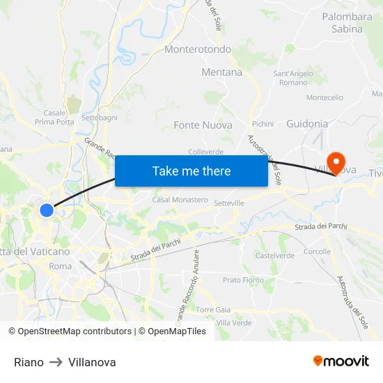 Riano to Villanova map