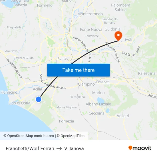 Franchetti/Wolf Ferrari to Villanova map