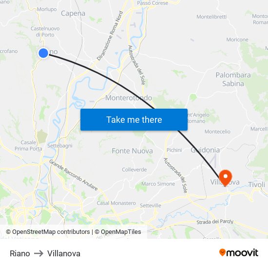 Riano to Villanova map