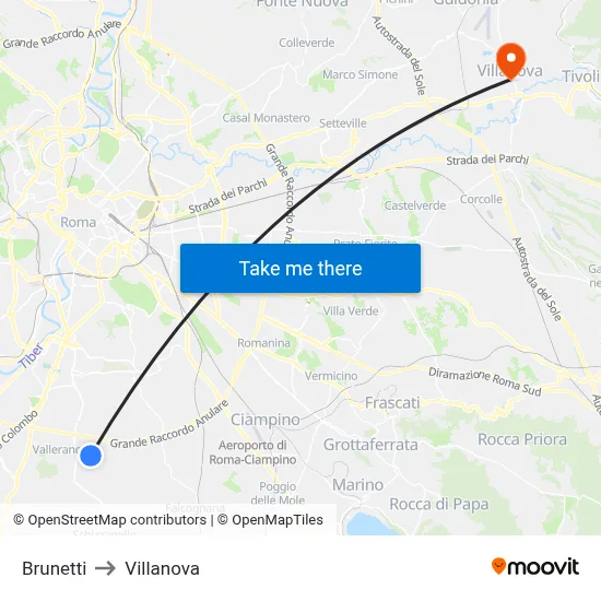 Brunetti to Villanova map