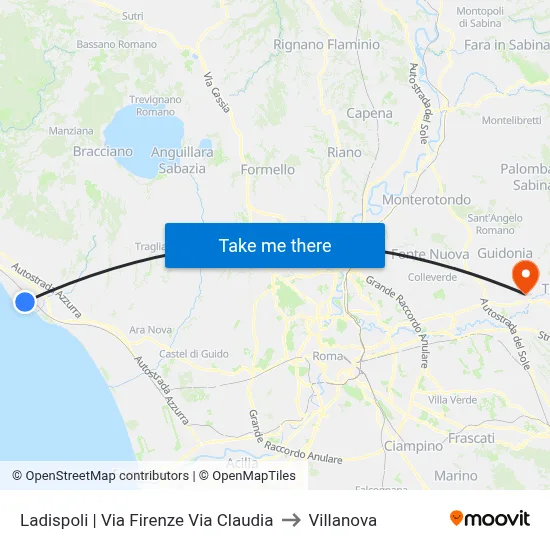 Ladispoli | Florence Street Via Claudia to Villanova map